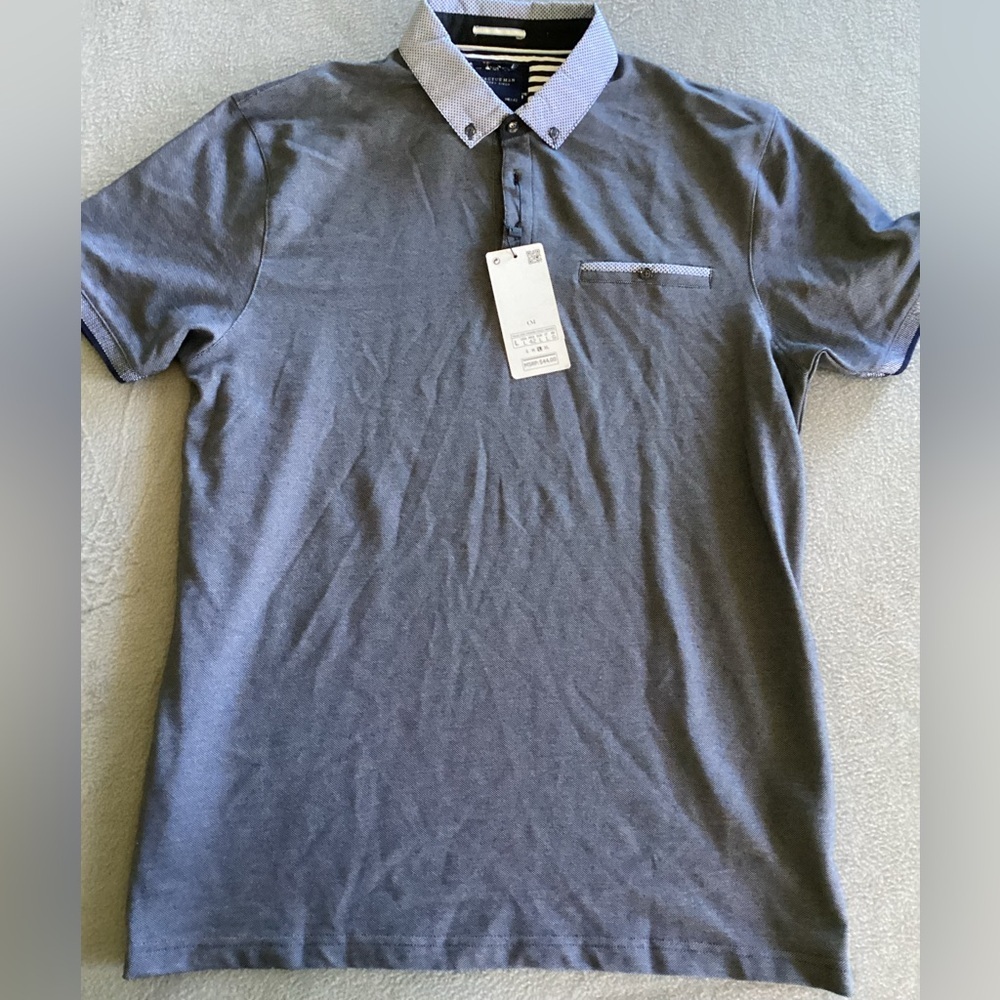 NWT-Cactus Man Ricky Singh Gray Pocket Casual M-L Short Sleeve Polo Shirt Popper